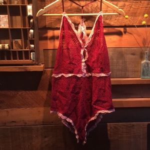 Free People | Burgundy Lace Bodysuit